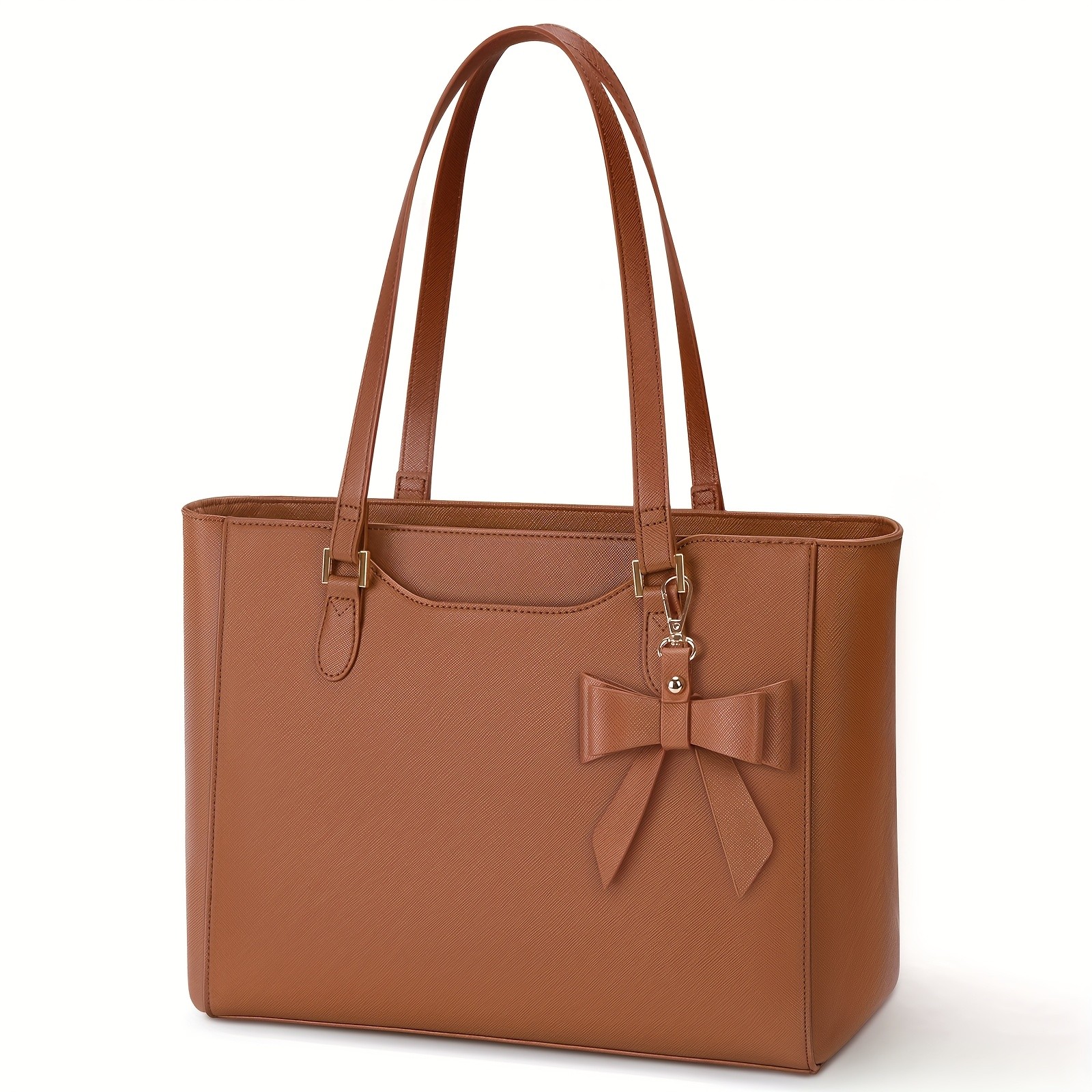 KTMOUW Laptop Bags for Women  Large Capacity Tote Bag, Job Hunting, A4 Support, Self-Supporting Design, Formal Shoulder Bag with Bow Tie