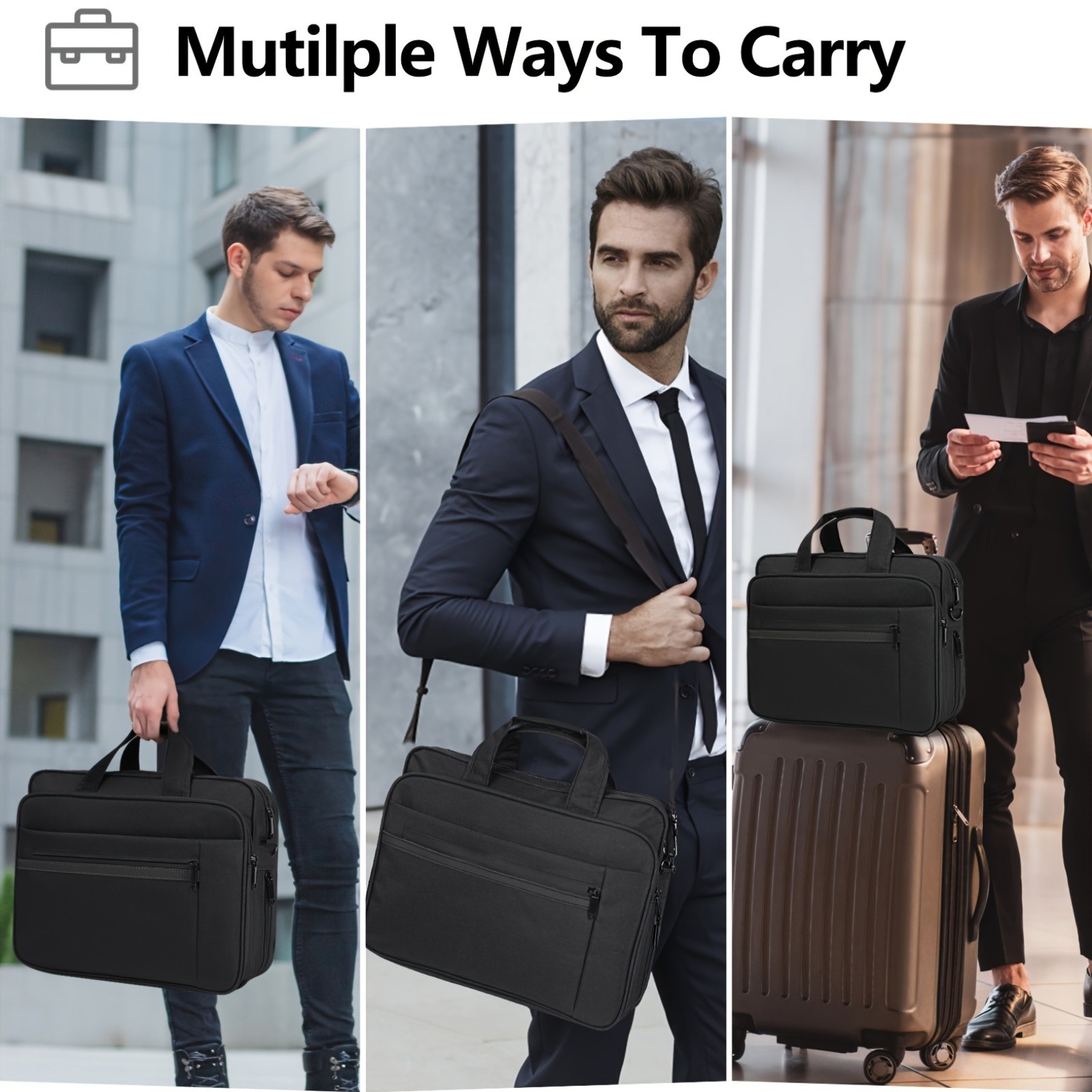 KTMOUW Laptop Briefcase for 15.6-inch Devices  Expandable Messenger Bag, Multiple Compartments, TSA-Compliant Design, Ideal for Business & Travel