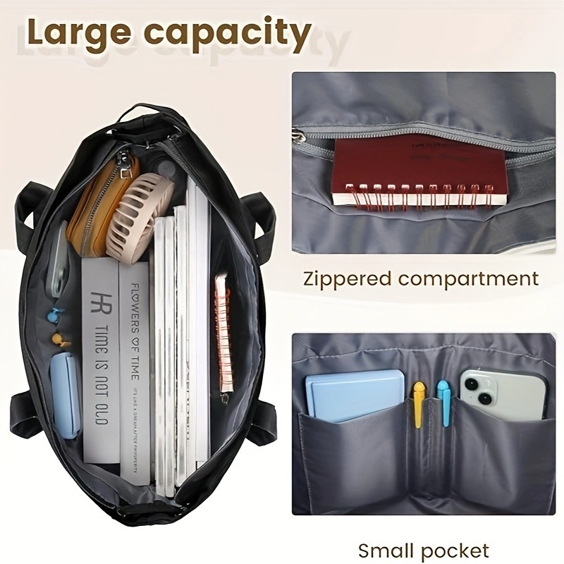 KTMOUW Women's Canvas Tote Bag  Zippered Compartment, Collegiate Style, Perfect for Commuting, Campus Use, Thanksgiving & Christmas Gifts