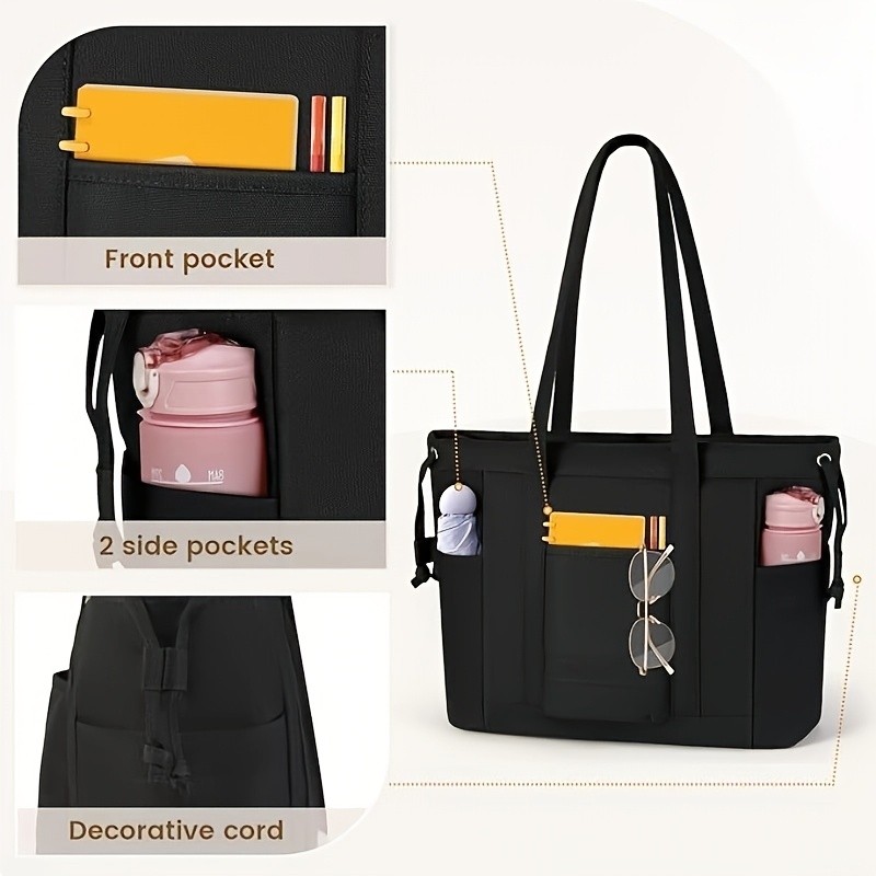 KTMOUW Women's Canvas Tote Bag  Zippered Compartment, Collegiate Style, Perfect for Commuting, Campus Use, Thanksgiving & Christmas Gifts