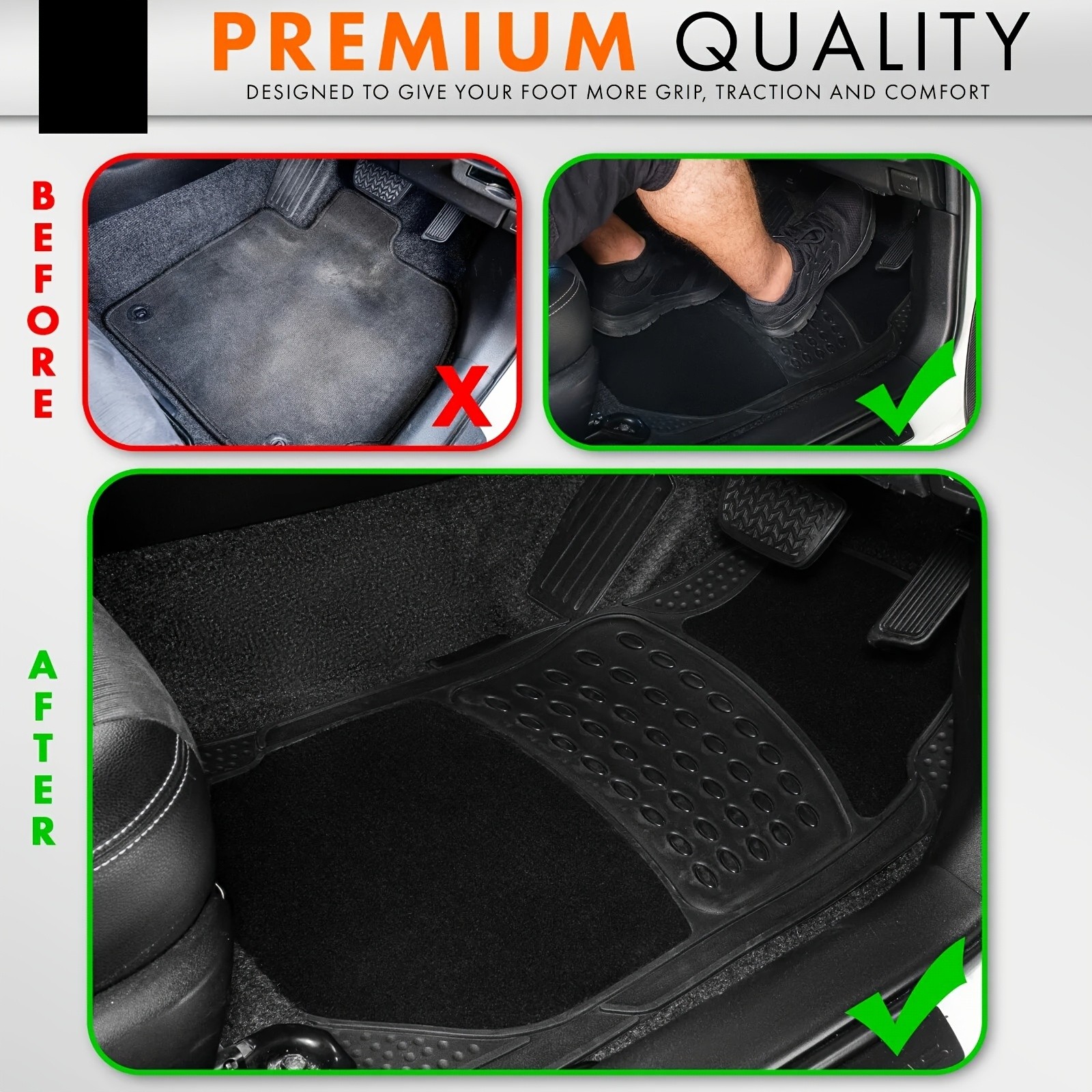 KTMOUW Universal Car Floor Mats  Waterproof & Durable Rubber Mats for Cars, SUVs, Trucks, and Vans
