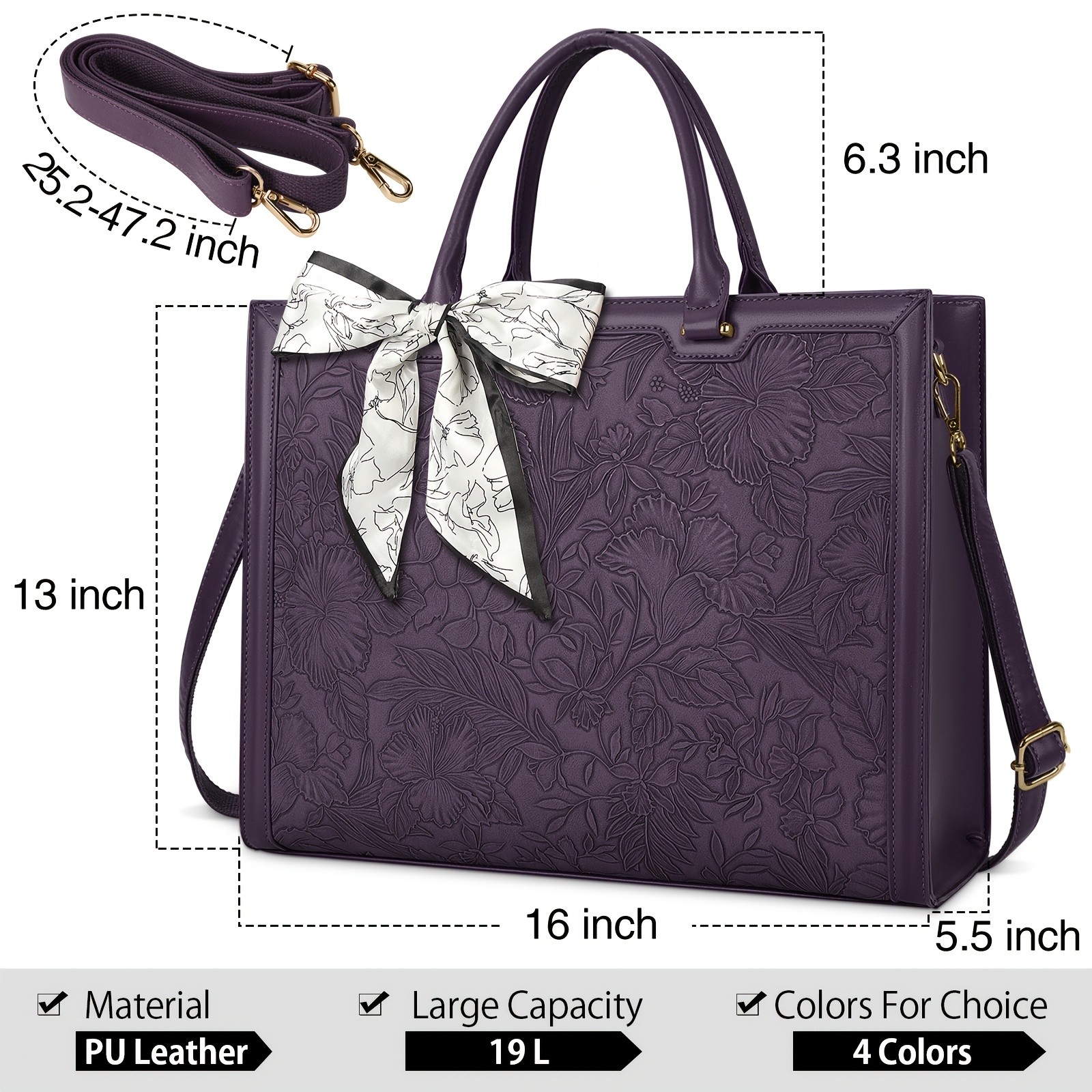 KTMOUW Laptop Bag for Women 39.62 cm Tote, PU Computer Business Briefcase, Large Capacity Shoulder Handbag