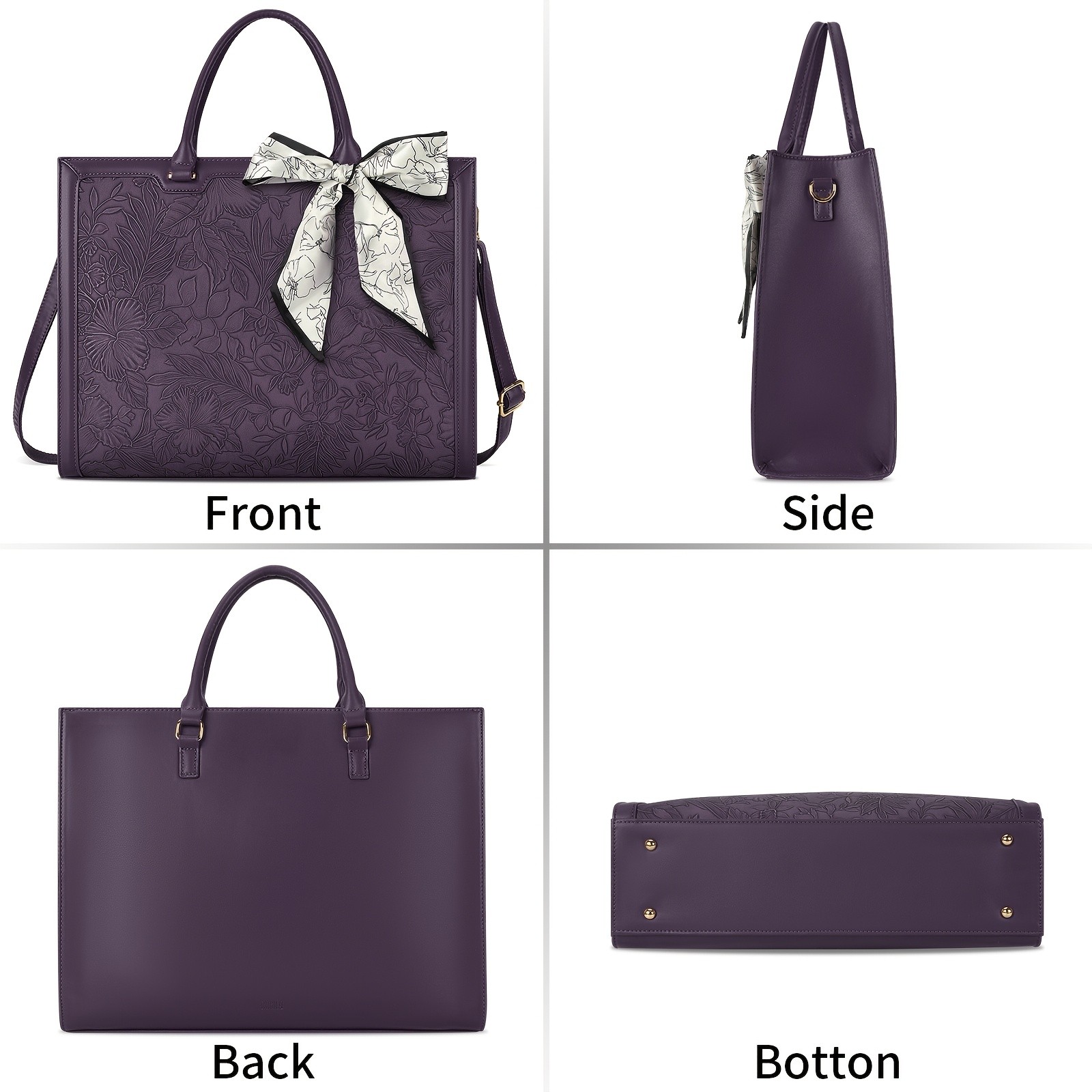 KTMOUW Laptop Bag for Women 39.62 cm Tote, PU Computer Business Briefcase, Large Capacity Shoulder Handbag