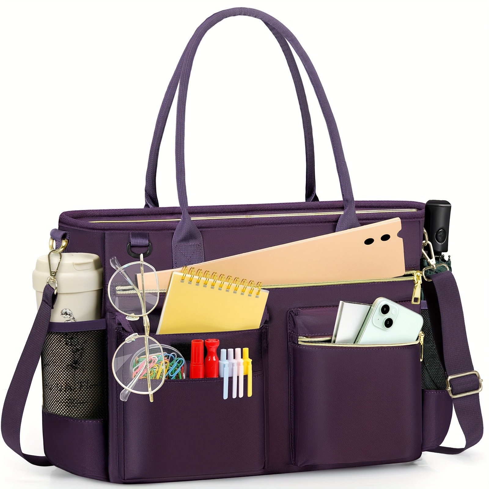 KTMOUW Laptop Bag for Women  Stylish Dark Green Tote, Adjustable Strap, Zipper Closure, Ideal for Teachers & Professionals