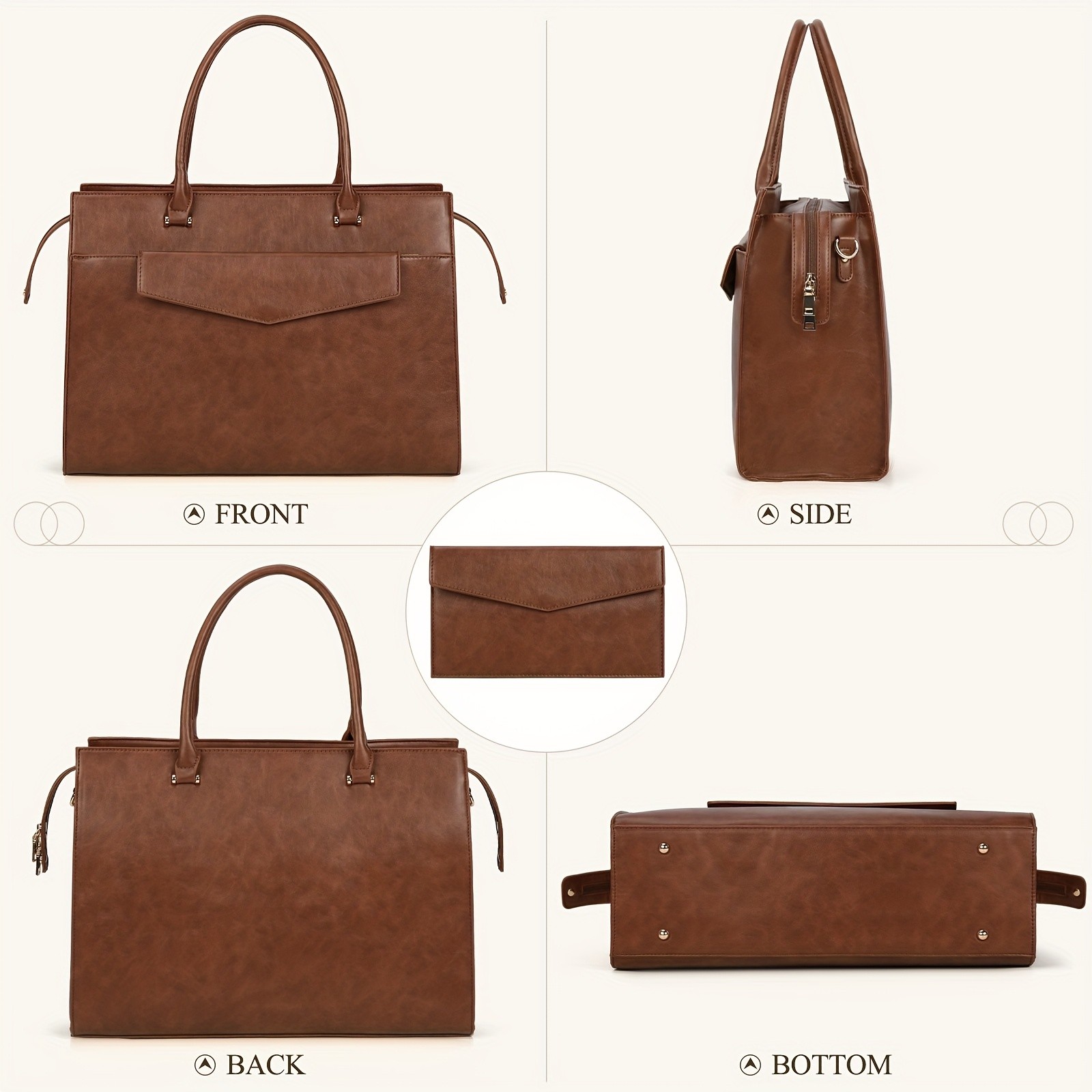 KTMOUW Laptop Bag for Women 39.62 cm PU Leather Tote Bag 2pcs Set Professional Work Bag with Clutch Purse, Large Office Computer Bag, Teacher Bag