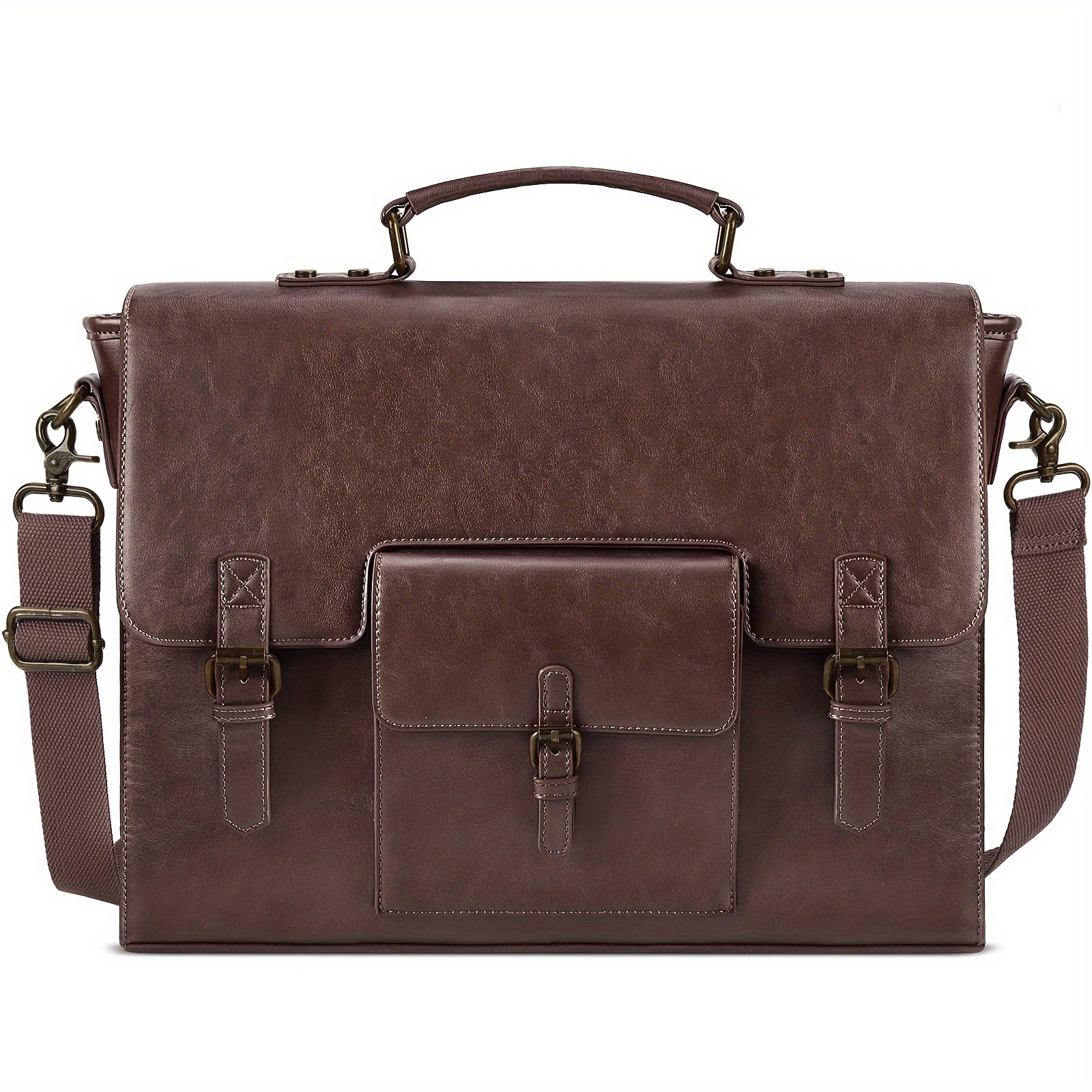 KTMOUW Mens Vintage Briefcase  39.62cm Laptop Messenger Bag, Adjustable Shoulder Strap, Zipper Closure, Office & Travel Use