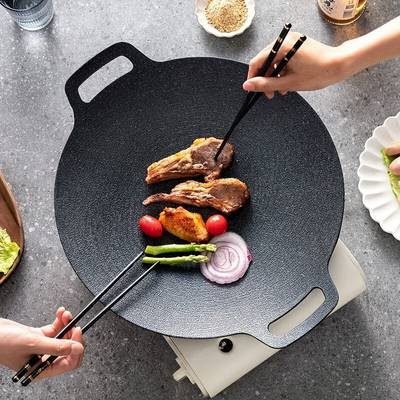 ITECHJOY 3pcs Versatile Non-Stick Cast Iron BBQ Grill Pan Set Easy-Clean, Portable Frying Skillet for Outdoor Cooking
