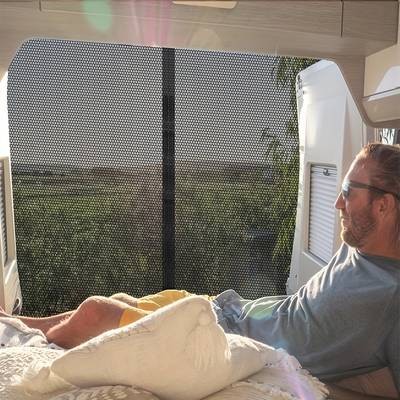 ITECHJOY Rear Wing Mosquito Net for Travel Cars  Magnetic Sunshade Ventilation Screen for RVs (170.0x150.01cm)