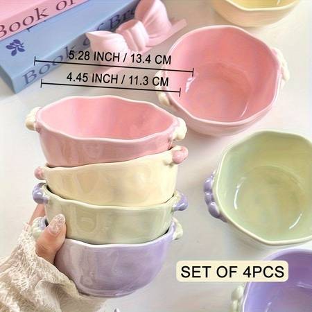 ITECHJOY 4pcs Macaron Colored Cute Bowls  Add a Touch of Charm to Your Dining Experience