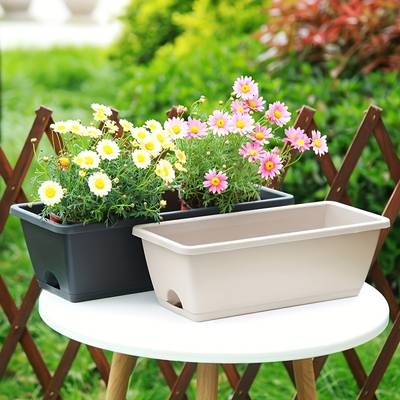ITECHJOY 5pcs Set of Retro Rectangular Plastic Flower Pots Stylish and Durable Planters for Your Indoor and Outdoor Garden