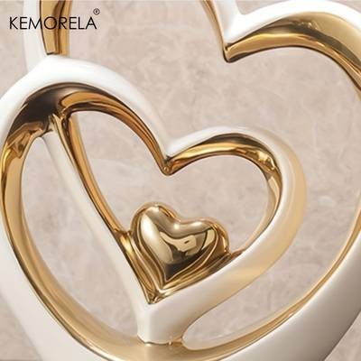 KEMORELA Creative Living Room Statue Ornaments Elegant Love-Shaped Ceramic Sculptures for Home and Holiday Decor