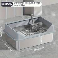 KEMORELA Stainless Steel Cat Litter Box with Plastic Pan XL High-Sided Rectangle Litter Tray for Multiple and Large Cats