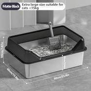 KEMORELA Stainless Steel Cat Litter Box with Plastic Pan XL High-Sided Rectangle Litter Tray for Multiple and Large Cats