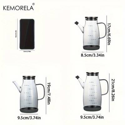 KEMORELA Glass Oil Dispenser with Stainless Steel Lid  Leakproof, Non-Slip, and Perfect for Oil, Vinegar, and Salad Dressing