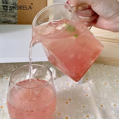 KEMORELA 4/6pcs Juice Cup with Handle  Stylish Glass Cups for Coffee, Milk, and Afternoon Tea