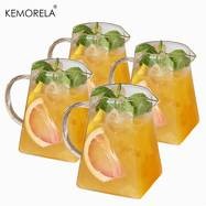 KEMORELA 4/6pcs Juice Cup with Handle  Stylish Glass Cups for Coffee, Milk, and Afternoon Tea