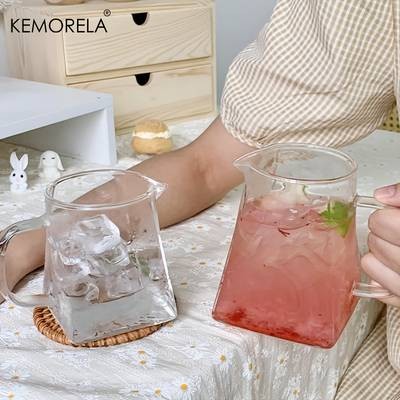 KEMORELA 4/6pcs Juice Cup with Handle  Stylish Glass Cups for Coffee, Milk, and Afternoon Tea