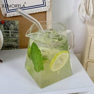 KEMORELA 4/6pcs Juice Cup with Handle  Stylish Glass Cups for Coffee, Milk, and Afternoon Tea