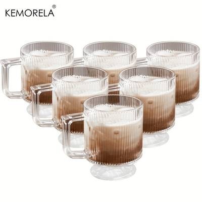 KEMORELA Premium Glass Coffee Cups with Handles Classic and Elegant Drinkware for Every Occasion
