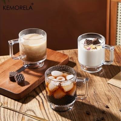 KEMORELA Premium Glass Coffee Cups with Handles  Classic and Elegant Drinkware for Every Occasion