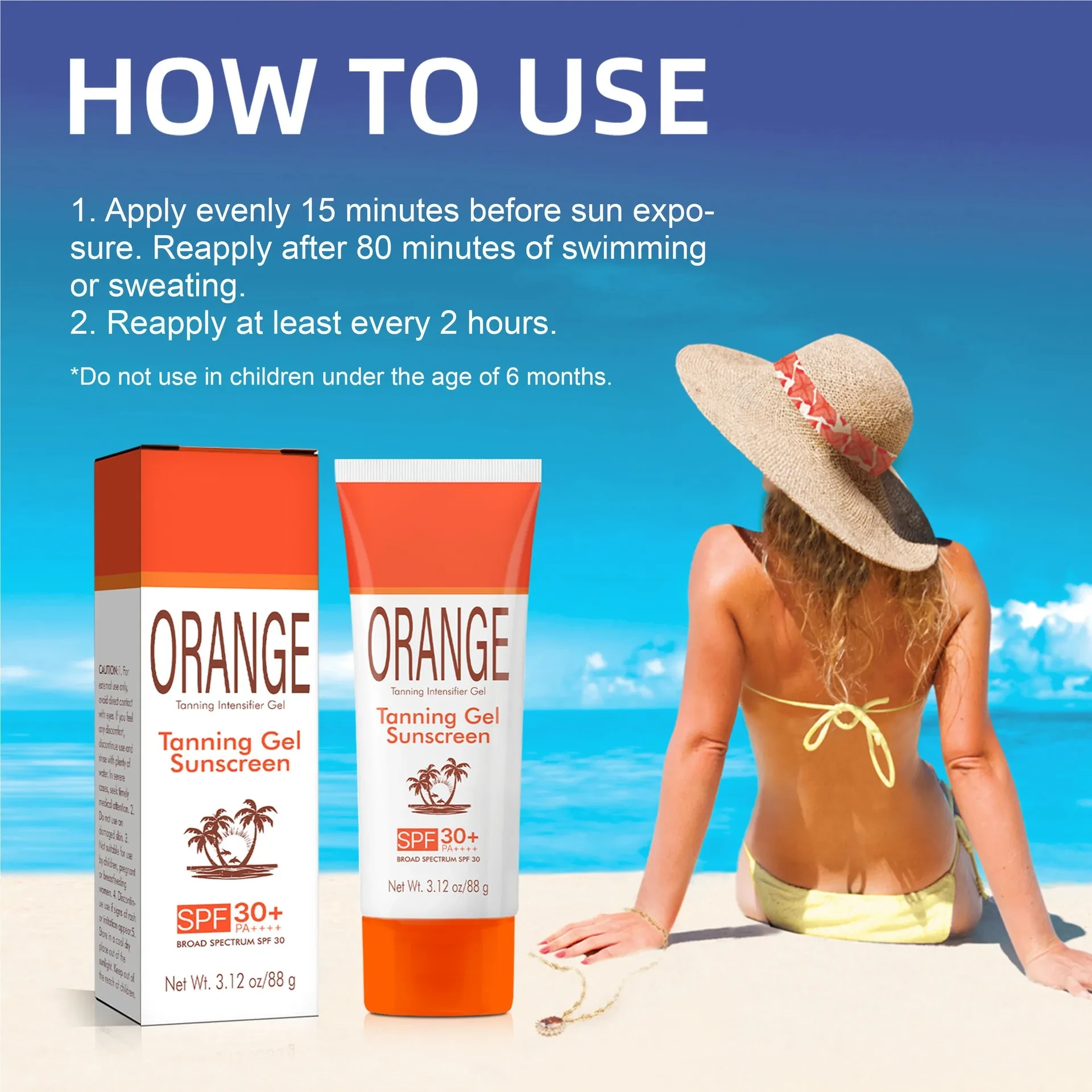 Orange Tanning Gel Sunscreen SPF 30+
