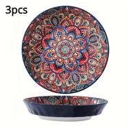 3pcs Ceramic Salad Plate Set Elegant Bohemian Style Plates for Every Occasion