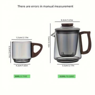 1set Luxury Smoke Grey Glass Tea Set Elegant and Functional Teapot and Cup Set for Family Use and Special Occasions