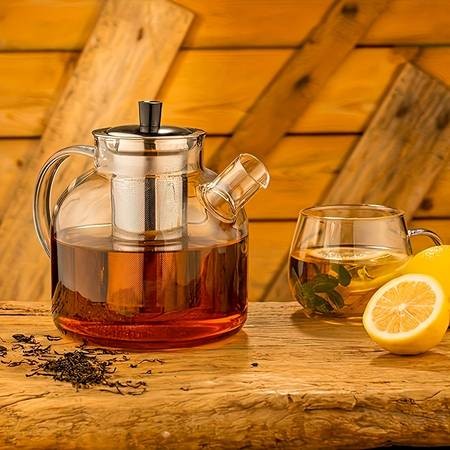 50oz Large Glass Teapot Set with Removable Stainless Steel Infuser  Perfect for Tea, Coffee, and Floral Brews