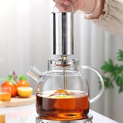 50oz Large Glass Teapot Set with Removable Stainless Steel Infuser  Perfect for Tea, Coffee, and Floral Brews