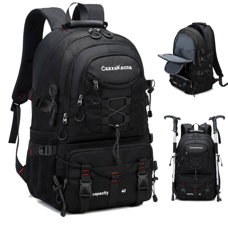 CASAKECNA Large 40L Travel Backpack with Laptop Compartment Durable and Functional Backpack for Hiking, Camping, and Travel