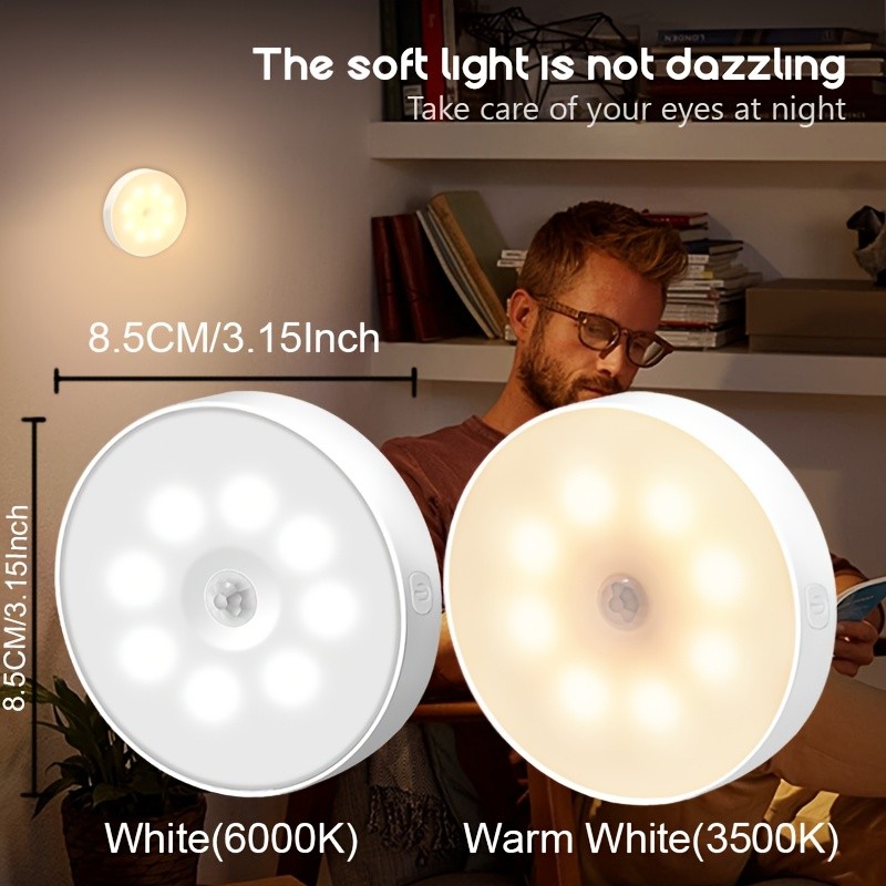 6pcs AMILL Smart Motion Sensor LED Puck Lights