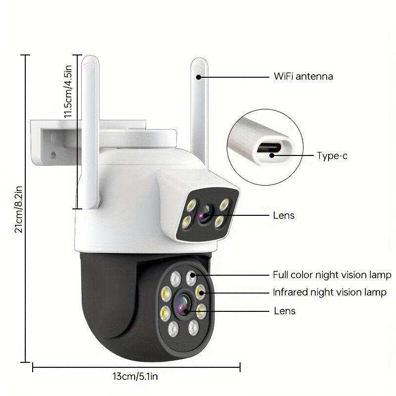 Dual Lens Security Cameras Outdoor/Indoor