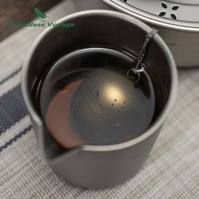 Portable Titanium Tea Infuser Ball with Chain  Perfect for Outdoor Tea Brewing and Loose Leaf Tea Enthusiasts