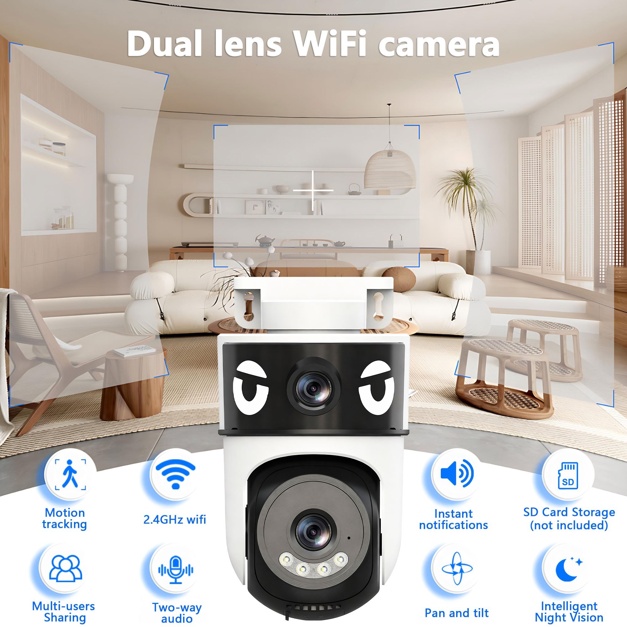 QMAIIHUILONG Dual Lens Wireless Security Camera
