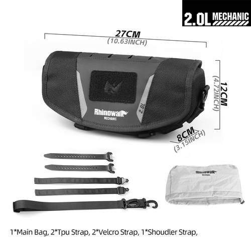 Rhinowalk Motorcycle Handlebar Bag 2L Heavy-Duty Molle System with Adjustable Strap for Tools & Essentials