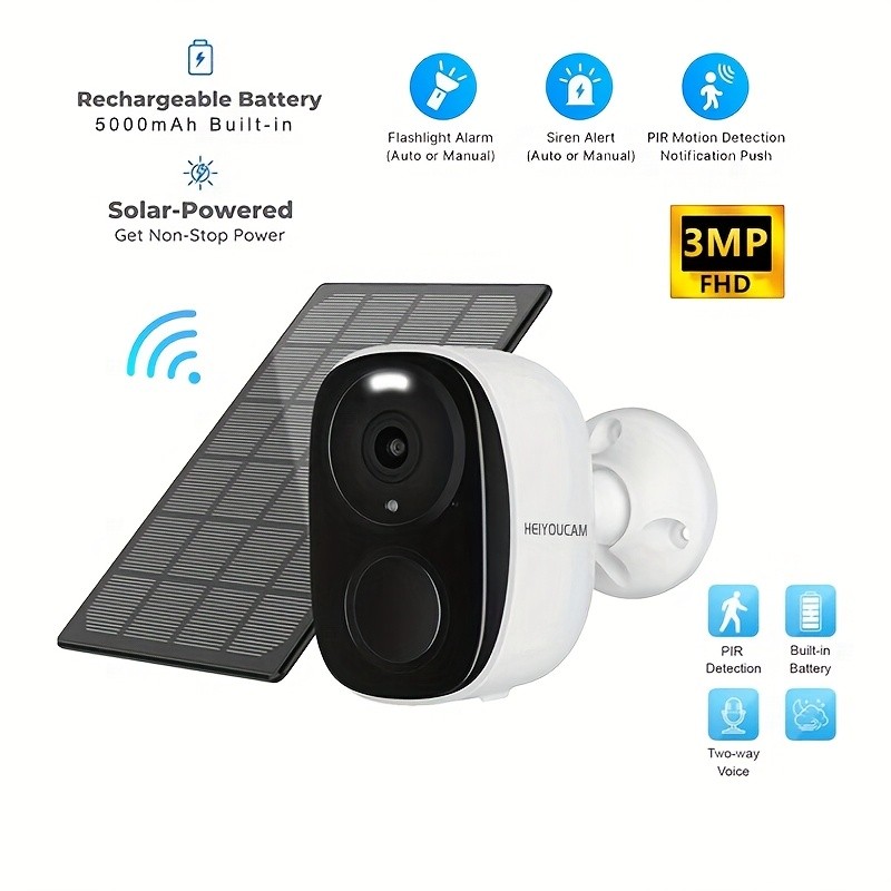 HEIYOUCAM Wireless Outdoor Security Camera with Solar Panel