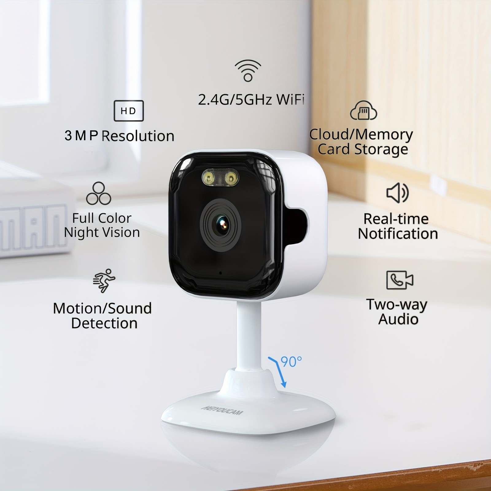 2pcs HEIYOUCAM 3MP Full HD Surveillance Cameras