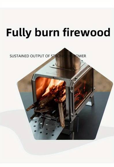 Mountainhiker Portable Wood Firewood Square Stove  Stainless Steel Wood Burning Stove for Camping, Hiking & Outdoor Adventures