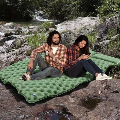 PACOONE Double Sleeping Pad Camping Mattress  Extra Thick Queen Tent Mattress for 2 People with Foot Pump