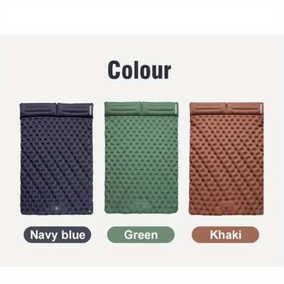 PACOONE Double Sleeping Pad Camping Mattress Extra Thick Queen Tent Mattress for 2 People with Foot Pump