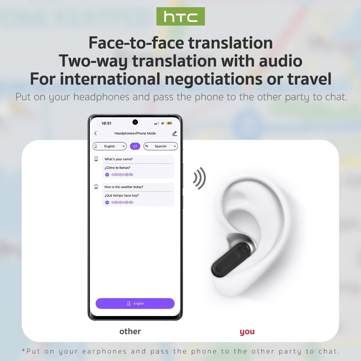 HTC NE20 AI Wireless Translation Headphones