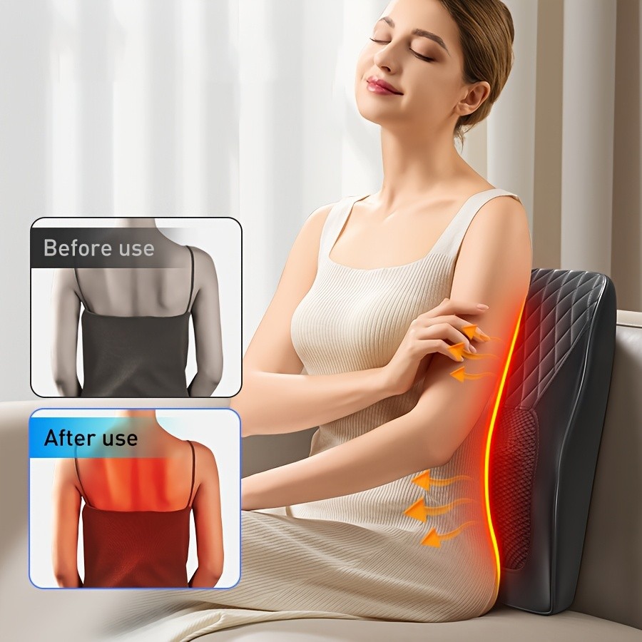 Back Massager with Heat  3D Kneading Massage Pillow for Neck, Back, Shoulder, and Legs