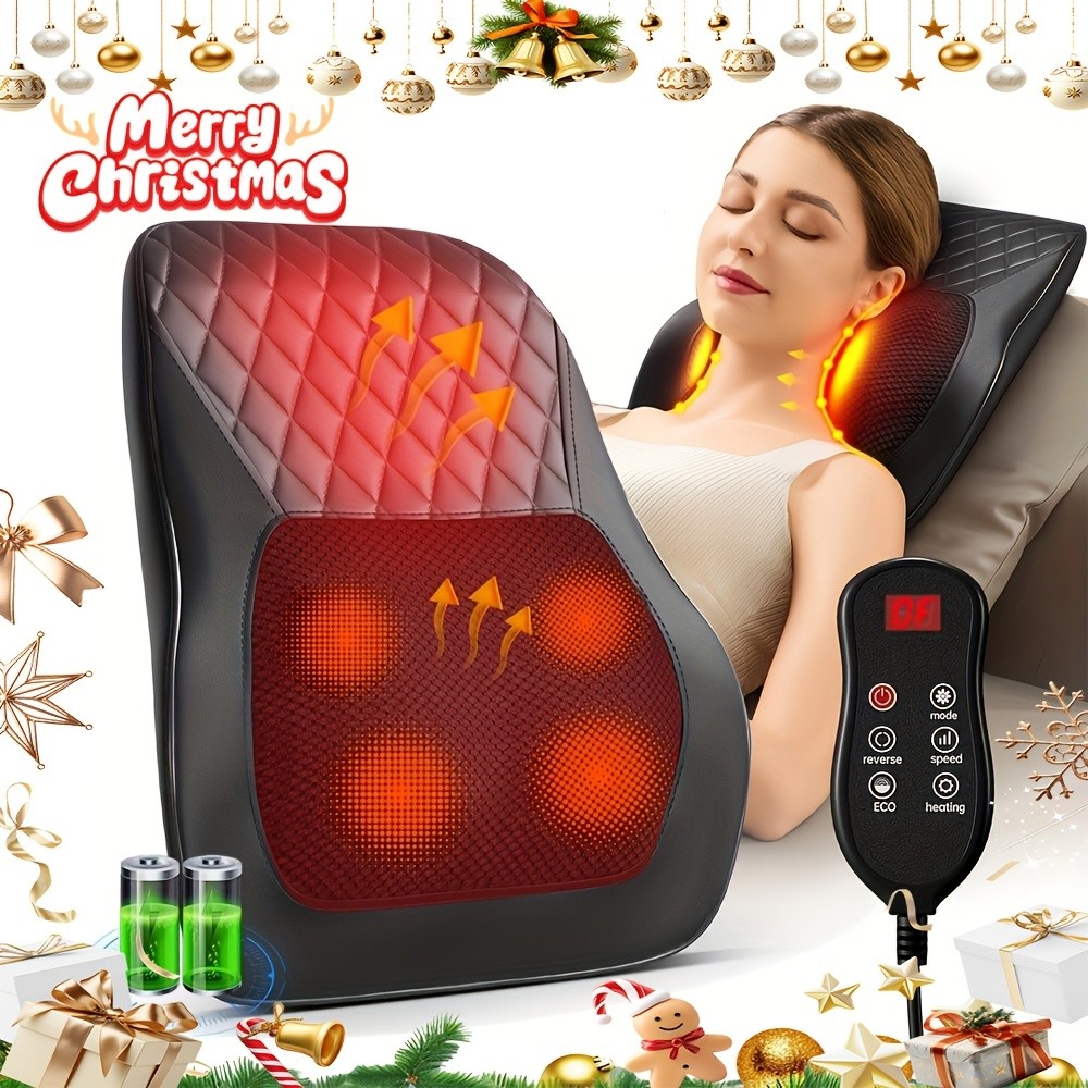 Back Massager with Heat  3D Kneading Massage Pillow for Neck, Back, Shoulder, and Legs