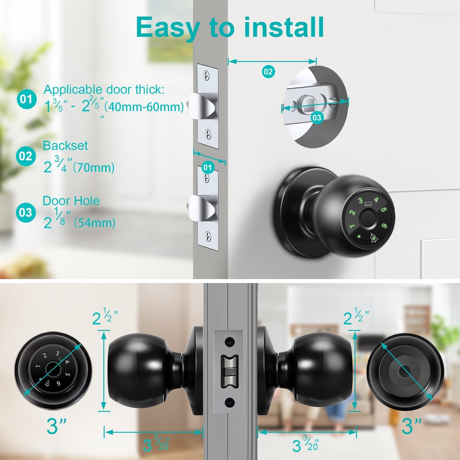 YFK Smart Biometric Fingerprint Door Lock with Doorbell