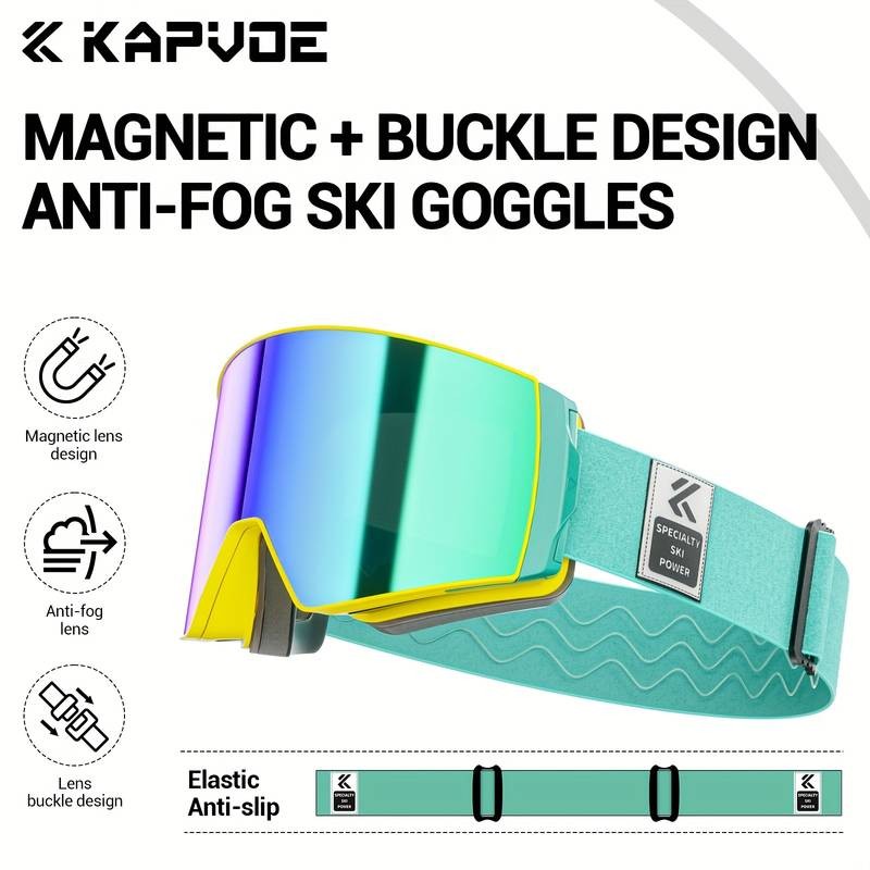 KAPVOE Photochromic Skiing Glasses  Magnetic HD Lenses, TPU Frame, Ideal for Alpine Skiing & Snowboarding