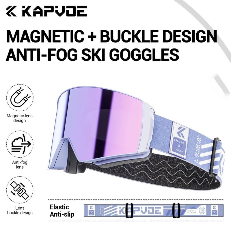 KAPVOE Photochromic Skiing Glasses  Magnetic HD Lenses, TPU Frame, Ideal for Alpine Skiing & Snowboarding