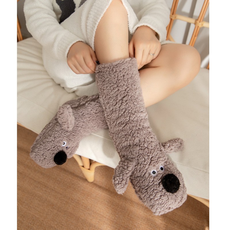 Cute Cartoon Dog Floor Socks  Cozy, Non-Slip Winter Warmth
