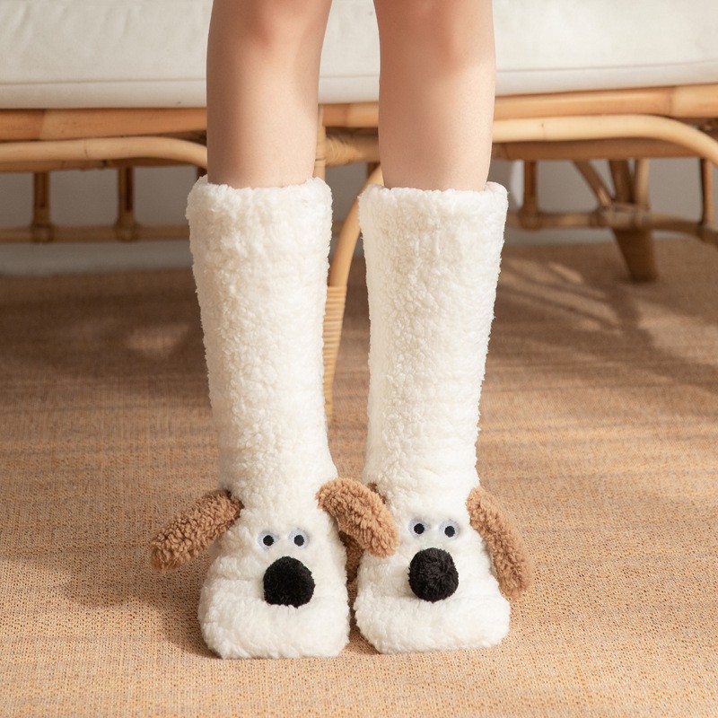 Cute Cartoon Dog Floor Socks  Cozy, Non-Slip Winter Warmth