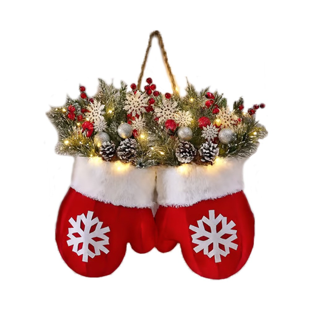 Christmas Garland Creative Glove Shaped Simulated Flower Wreath for Festive Decor