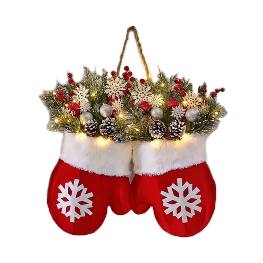 Christmas Garland Creative Glove Shaped Simulated Flower Wreath for Festive Decor